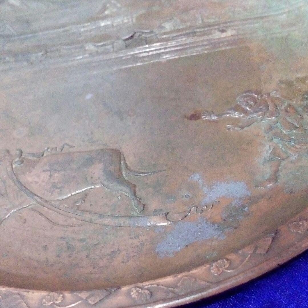 明治時代頃戦前古銅製細工牛に引かれて善光寺１５センチ重量１９８グラム在銘当時物
