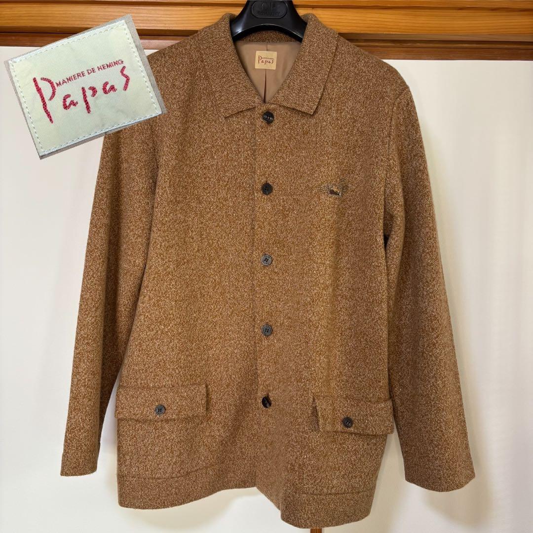 papas パパス ニットジャケット　ウール100％