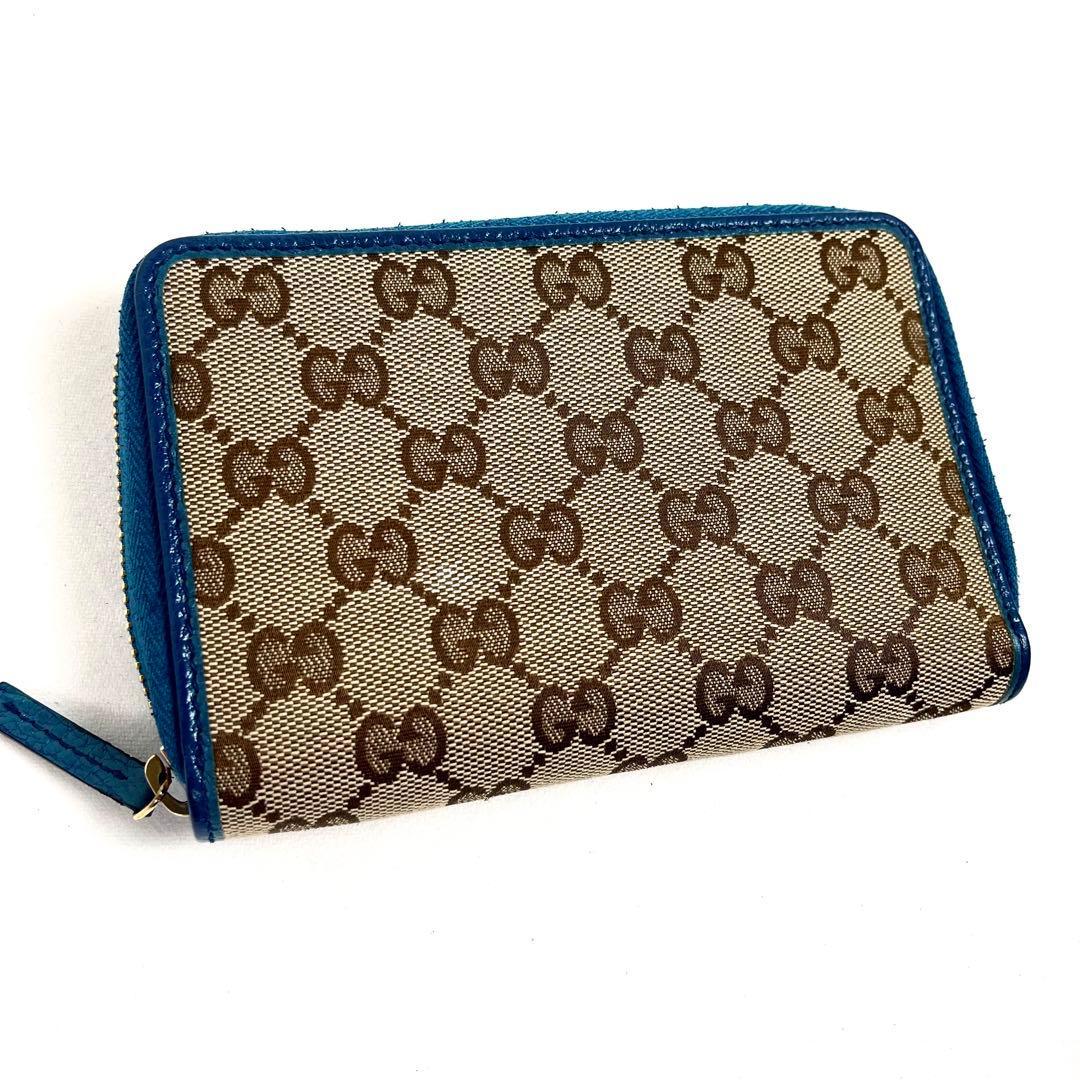 グッチ　GGキャンバス　ラウンドファスナー　ミディアムウォレット　ロゴ総柄　極美