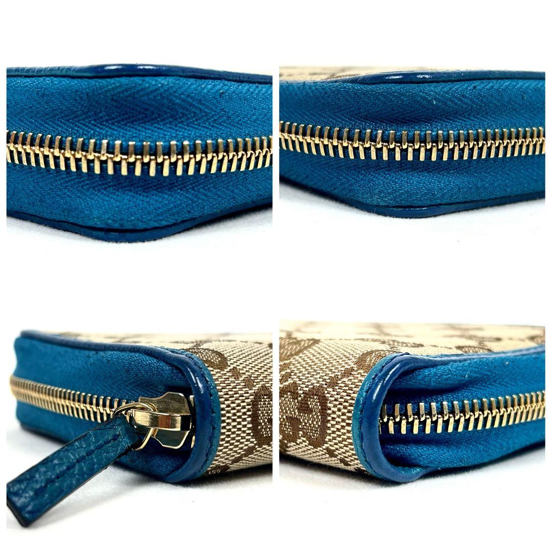 グッチ　GGキャンバス　ラウンドファスナー　ミディアムウォレット　ロゴ総柄　極美