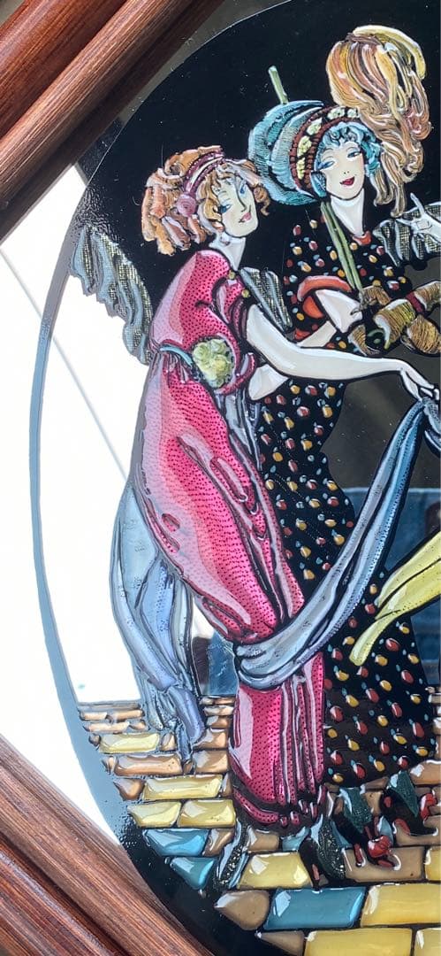 ステンドグラス ミラー絵画♦️ラタンフレーム♦️グリム童話♦️シンデレラ♦️送料込