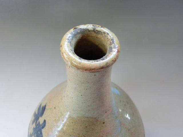 徳利■神明社 萩粉引き 古い酒器 酒瓶 一輪挿し花瓶 骨董品 古美術■