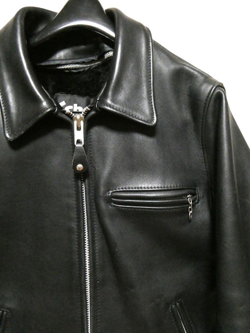 レア品番643！リサイズモデル！ライナー付き完品！ショット襟付シングルライダース