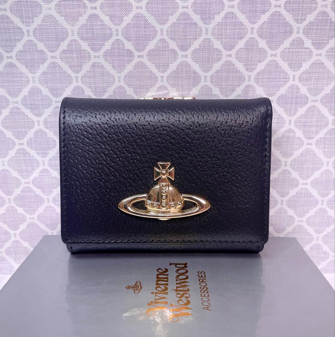 【最新☆新品】ヴィヴィアン・ウエストウッド　三つ折り財布 ブラック ユニセックス