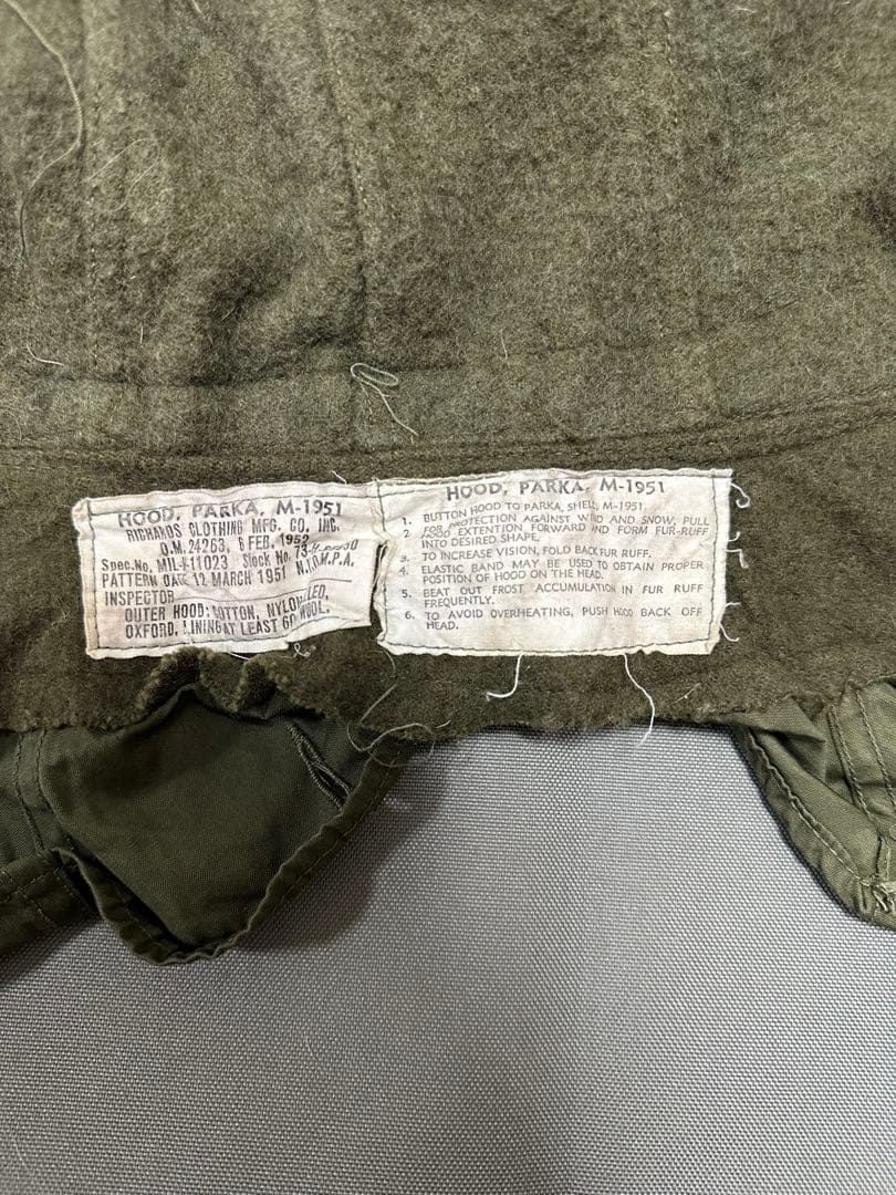 M-51 モッズコート用フード　ワイヤー不具合