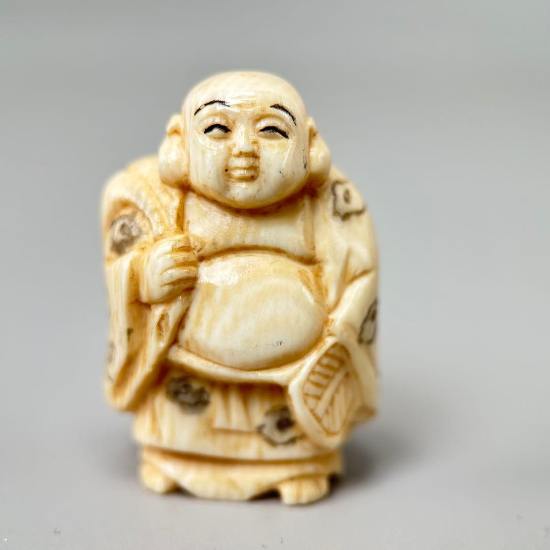 福の神像 4体セット彫刻根付天然素材アンティーク骨董飾り物古美術置物細密細工