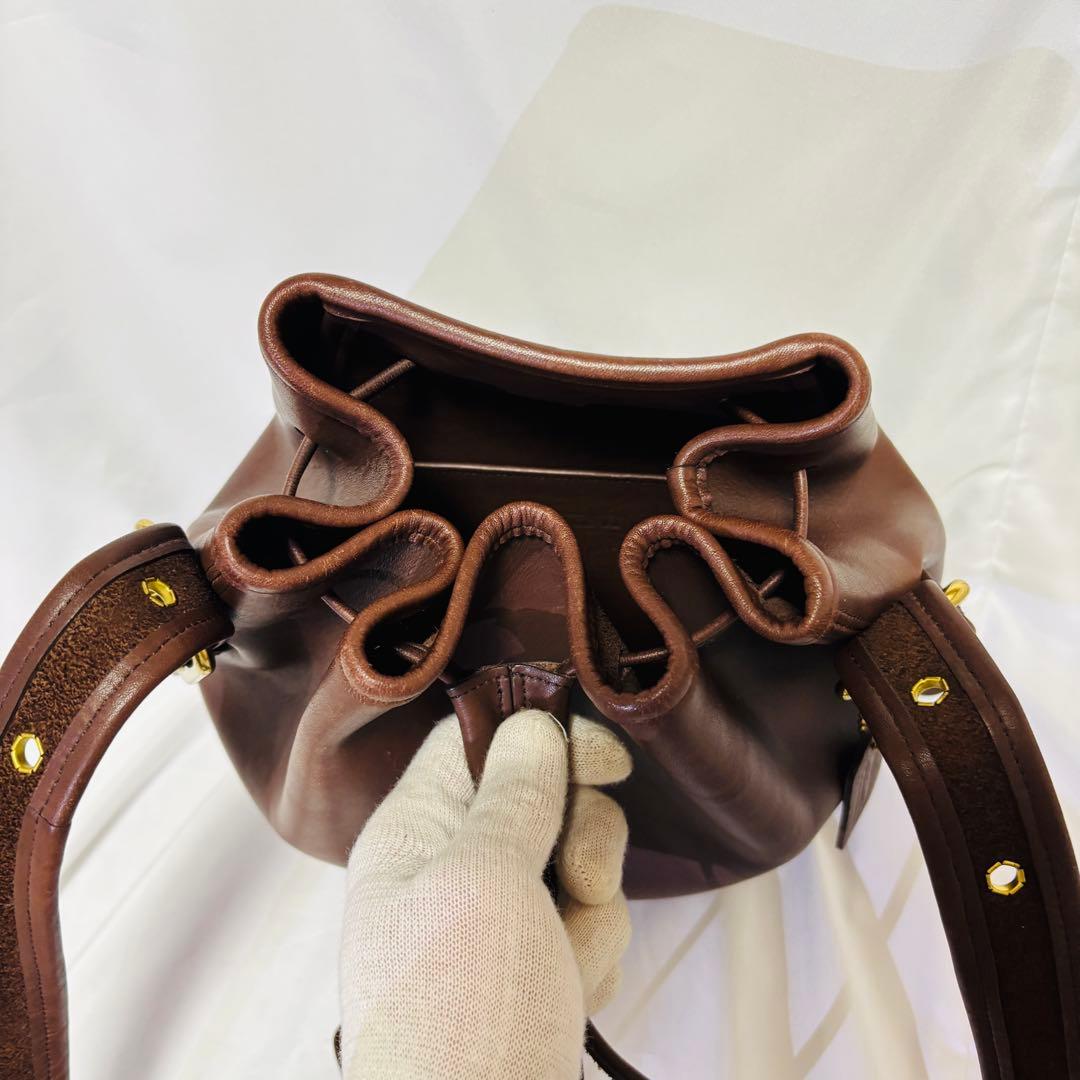 美品 COACH オールドコーチ 巾着型ショルダー ブラウン 9952