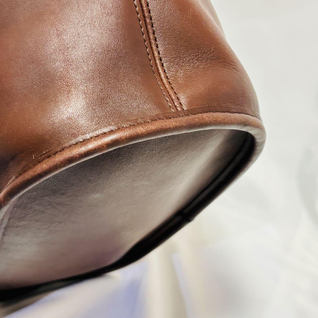 美品 COACH オールドコーチ 巾着型ショルダー ブラウン 9952