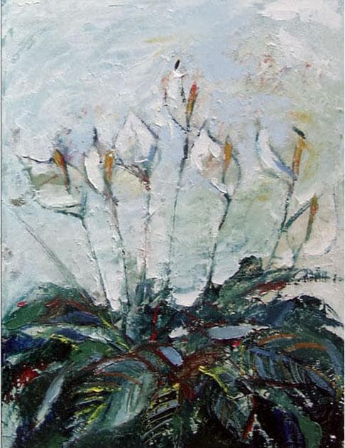 油絵 菅家令子 絵 絵画 インテリア uF6-111802 花