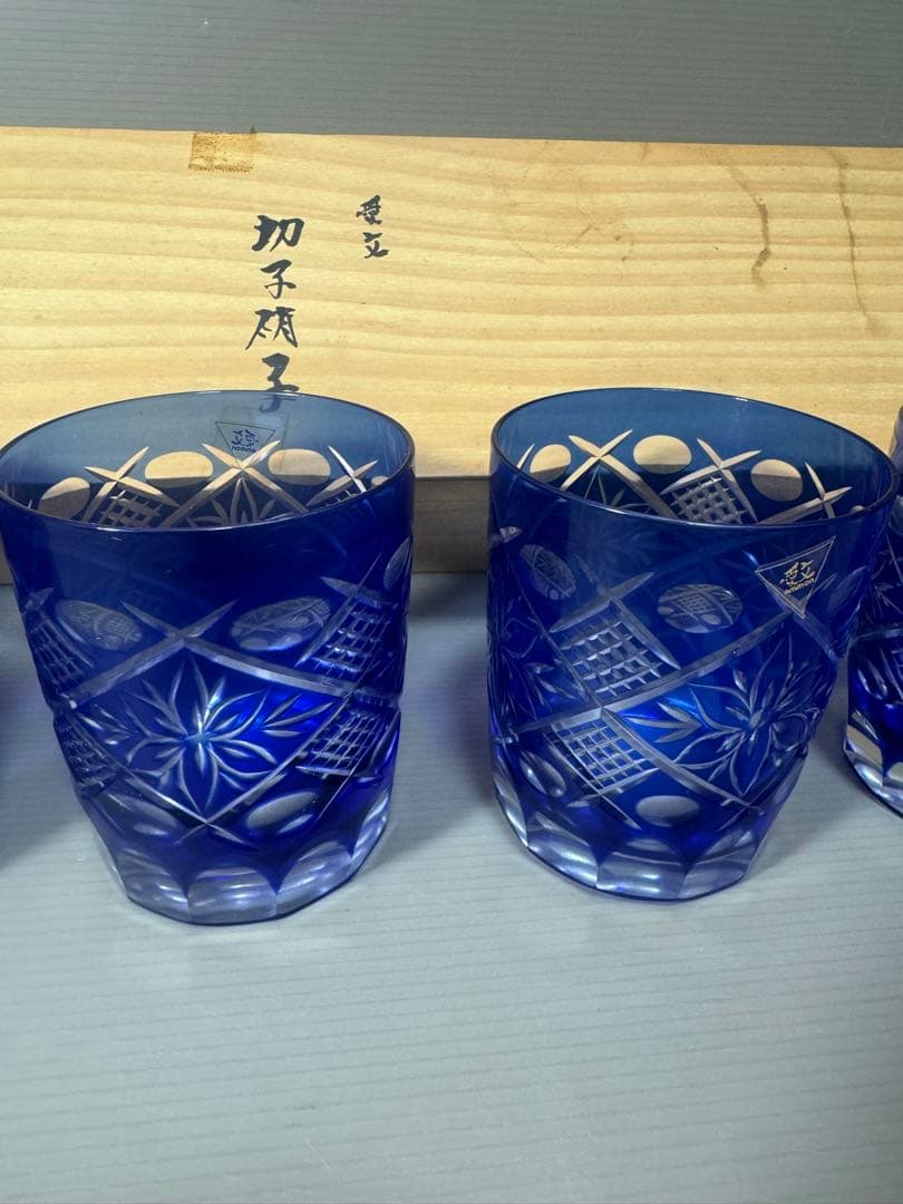 2176 愛文　切子硝子　グラス　5客　未使用