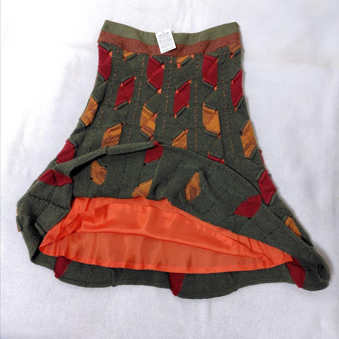 未使用 ETRO 透かし編み ニット ウェーブ スカート カシミヤ混 エトロ