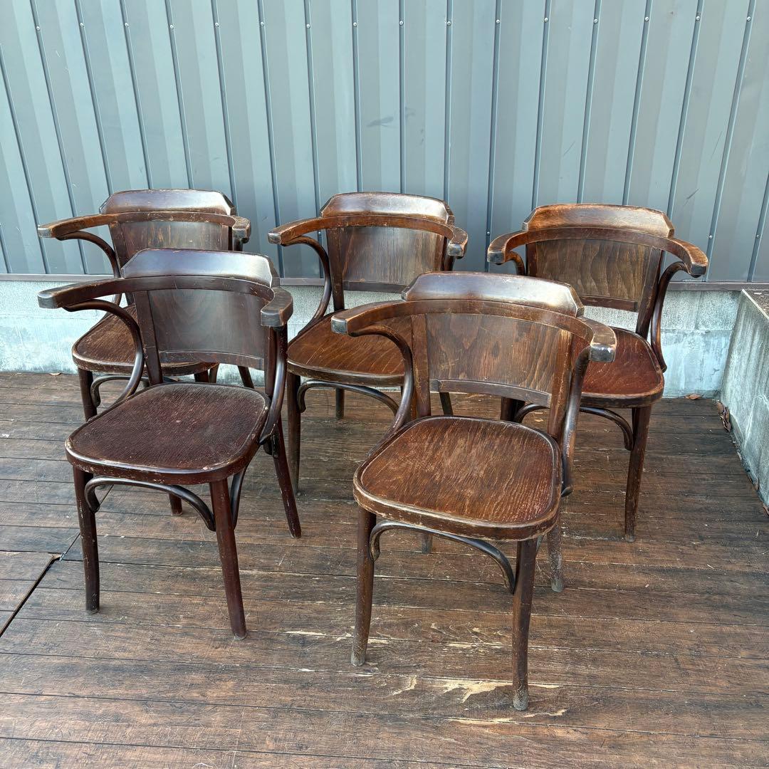 ④ルーマニア製 ヴィンテージ ベントウッドチェア アームチェア 曲木椅子 カフェ