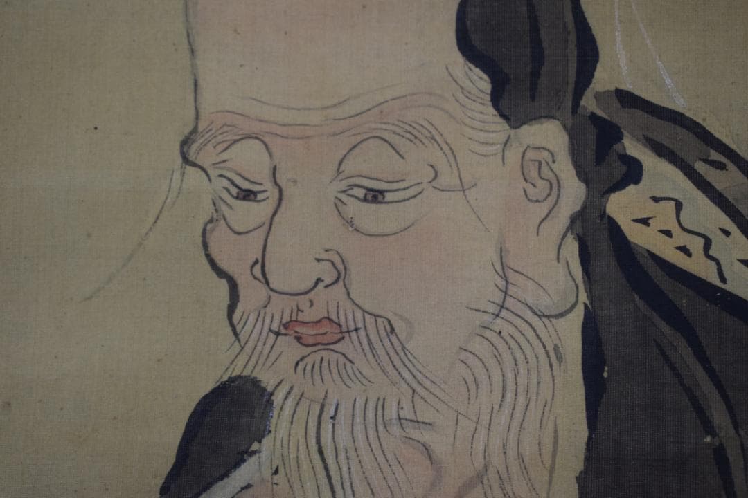 【真作】狩野元仙/寿老人図/七福神の一人/掛軸☆宝船☆Z-75　JM