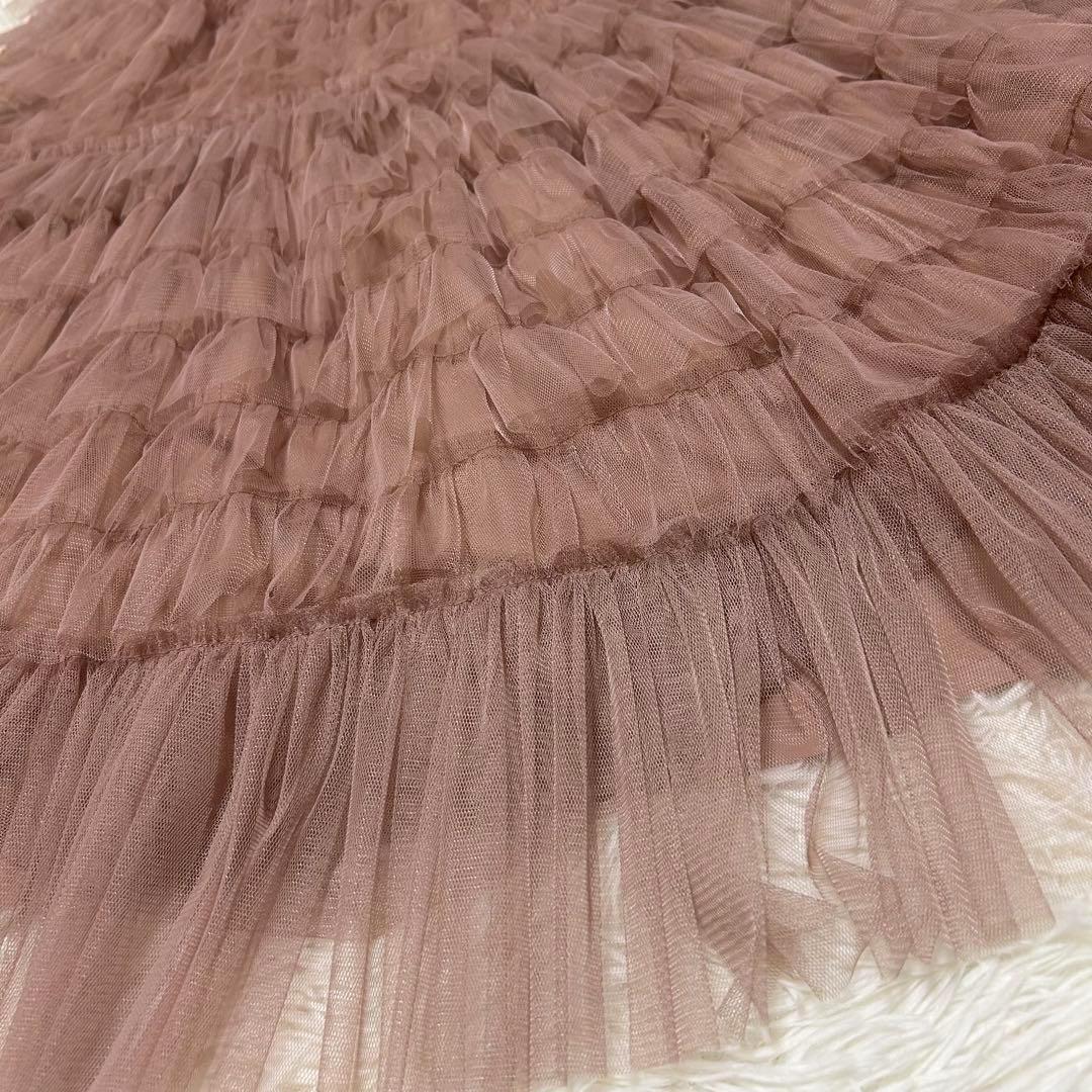 新品　FRAY I.D 2wayチュールフリルティアードドレス　ピンクベージュ