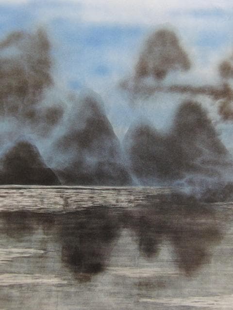 町田泰宣、【桂林旅情】、希少な額装用画集画、新品高級額 額装付