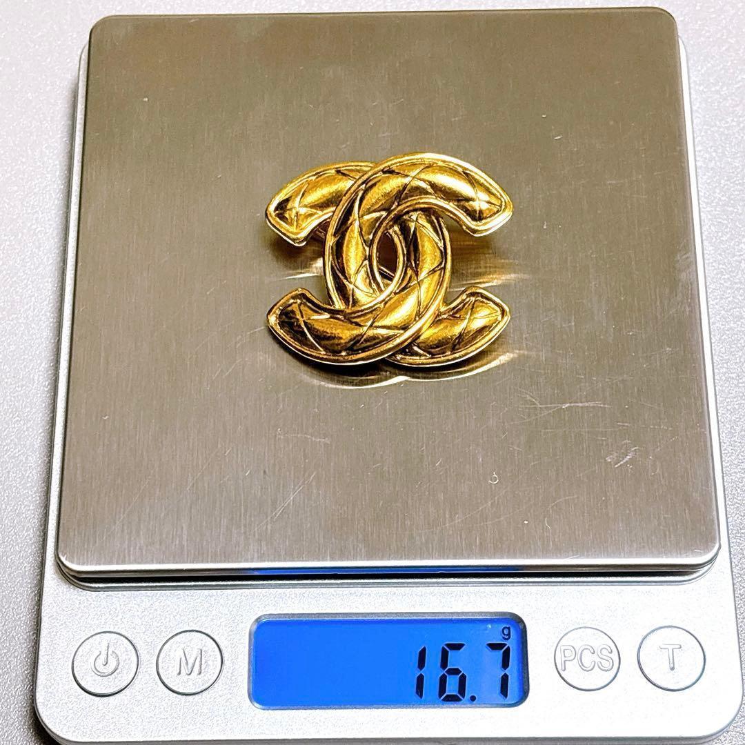 【美品】シャネル CHANEL ブローチ マトラッセ ココマーク ゴールド