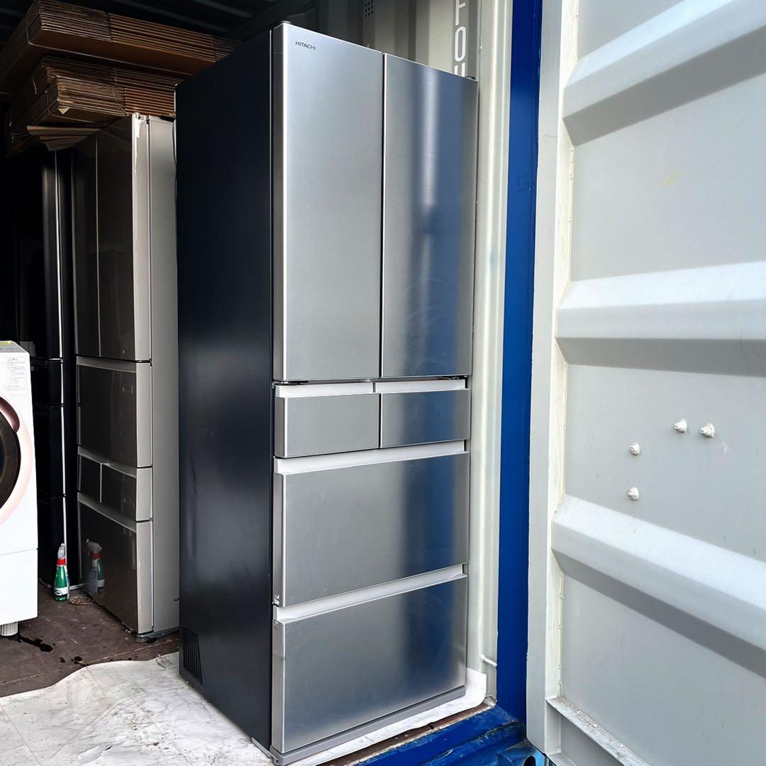 取付無料！日立まるごとチルド 2023年製ステンレスシルバー6ドア冷蔵庫！洗濯機