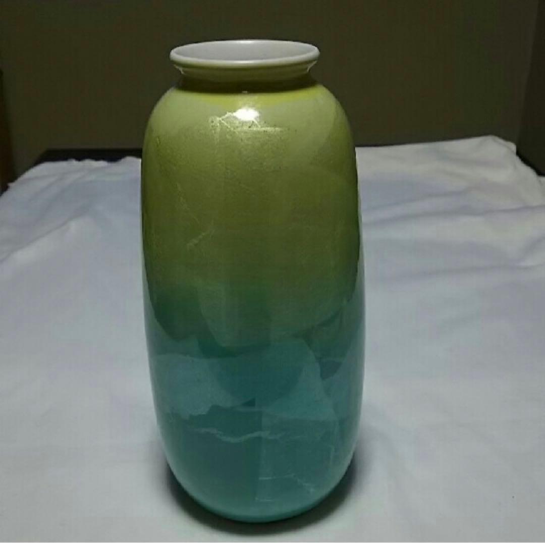 希少１点物レア久谷焼き銀彩黄萌色伊藤正峰 久谷宗秀 伊藤正峰 フラワーベース花瓶