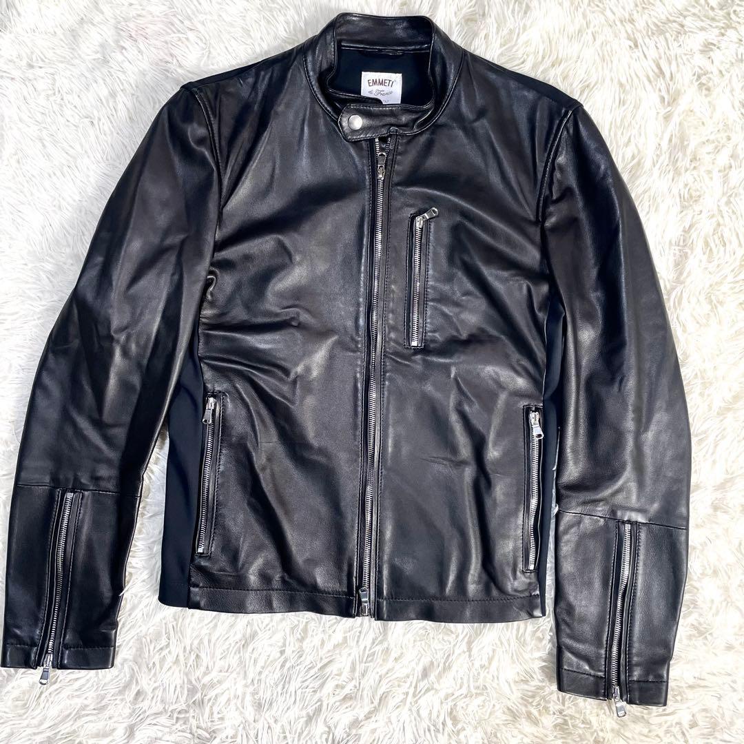 エンメティ　EMMETI レザージャケット　ブラック　メンズ　44サイズ