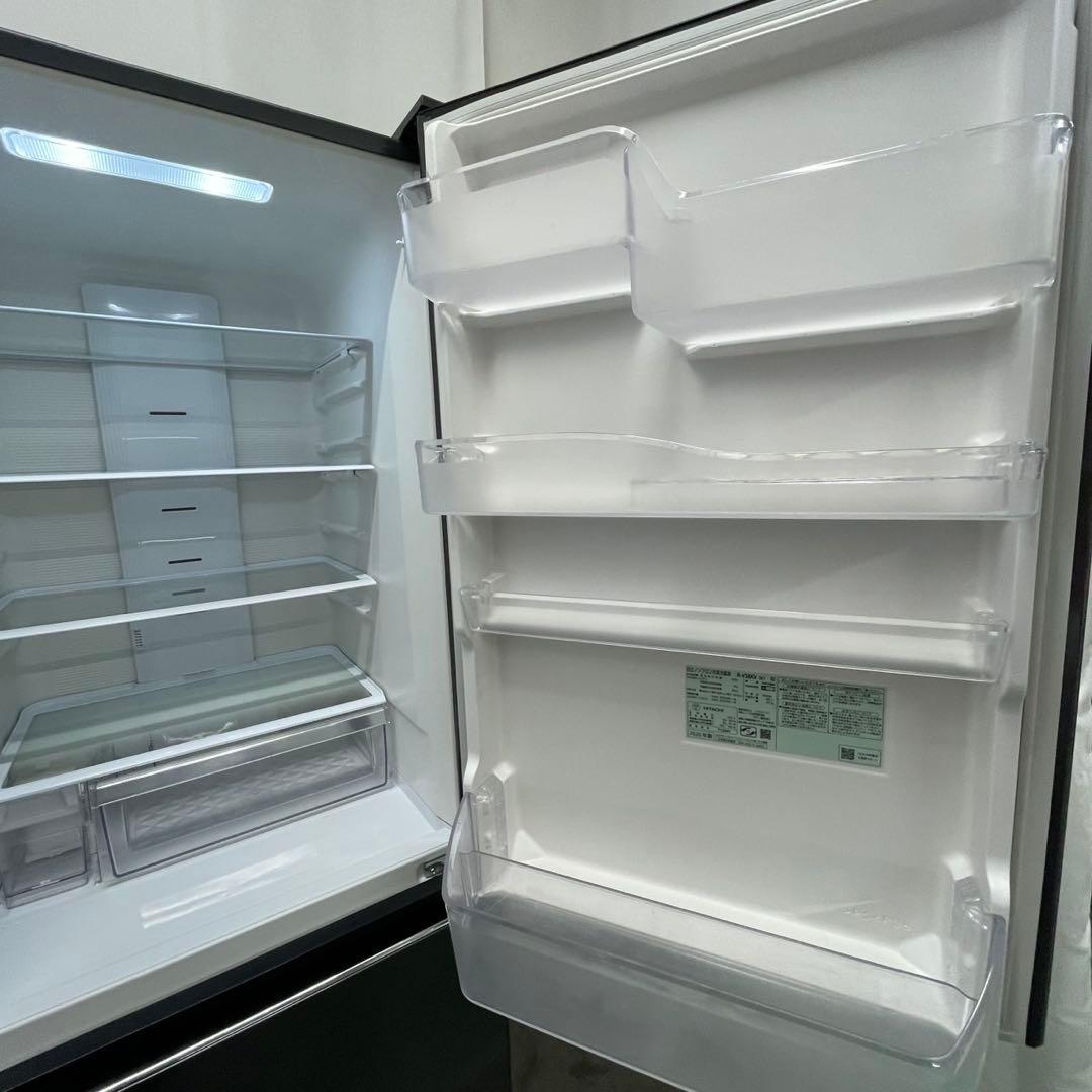 445⭕️冷蔵庫　日立　350ℓ　まんなか野菜　黒　大型　右開き　中古　設置無料