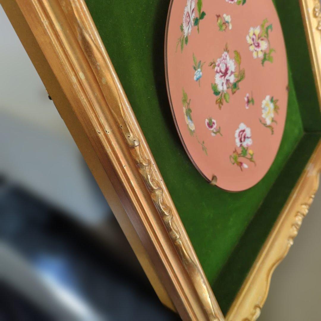 ジャスパー　テラコッタ　皿額装エナメル彩アンティーク