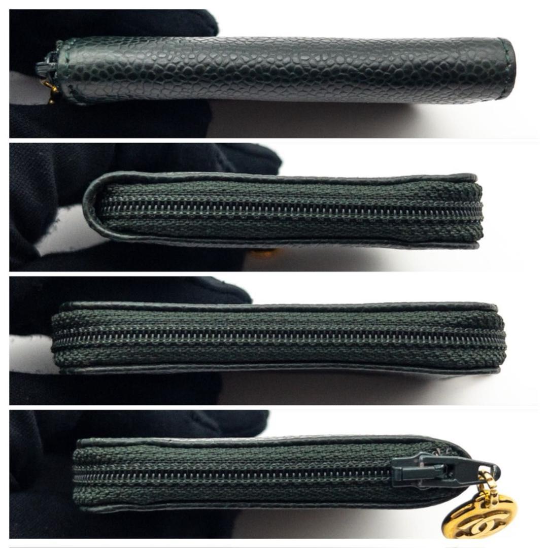【超極美品】CHANEL ケース　ココマーク　キャビアスキン　グリーン