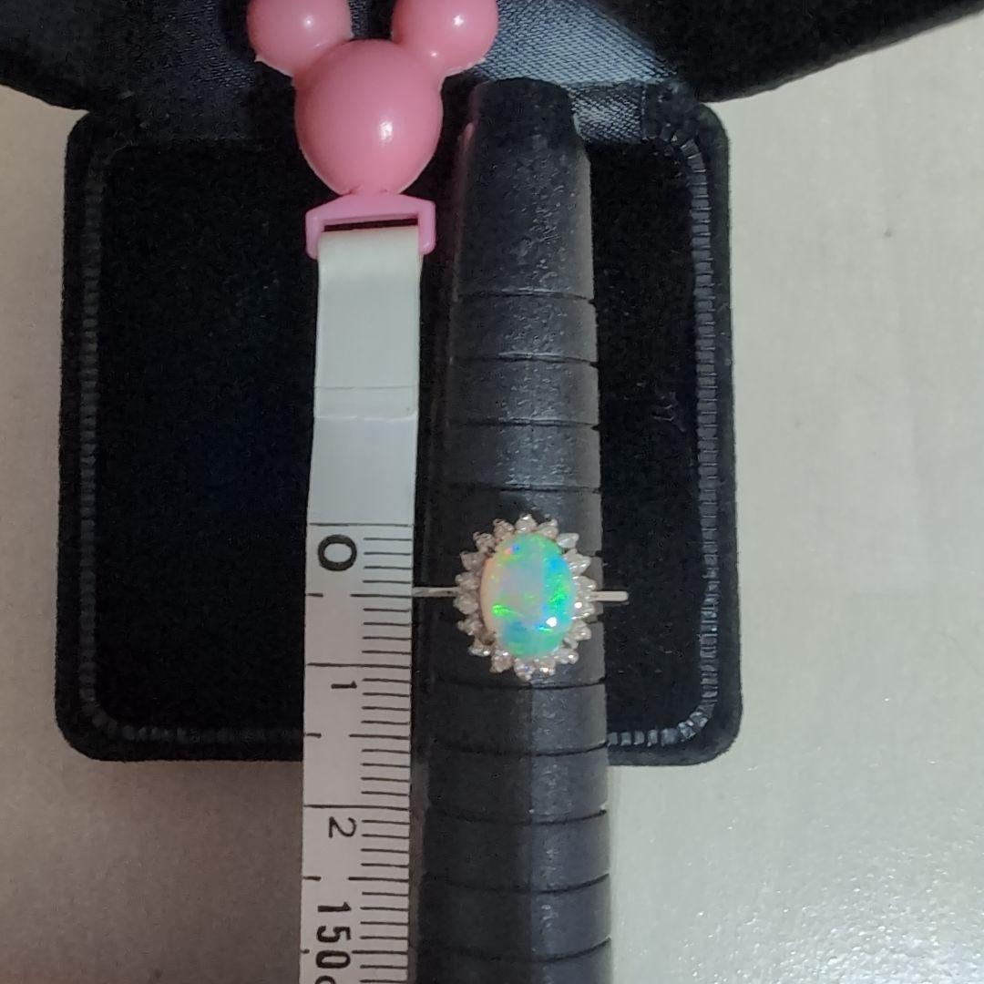 7*3様 Pt900 天然 オパール ダイヤモンド プラチナ　リング 6号