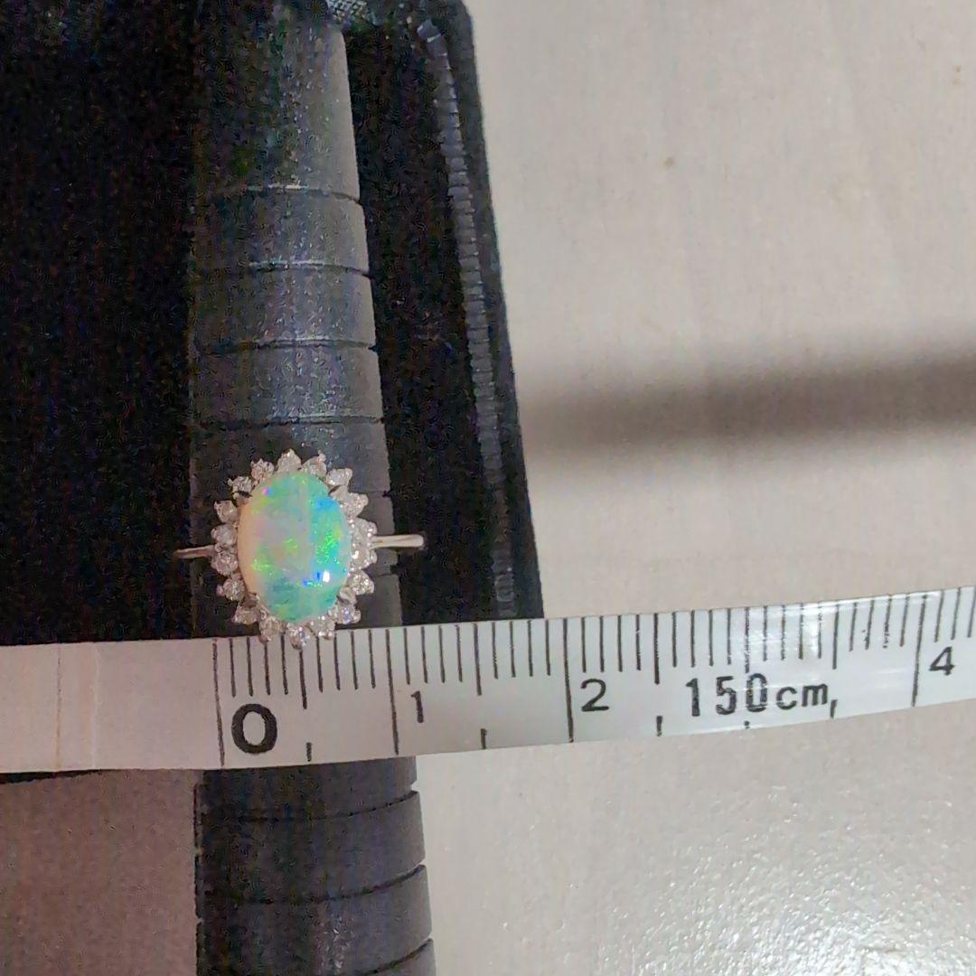 7*3様 Pt900 天然 オパール ダイヤモンド プラチナ　リング 6号