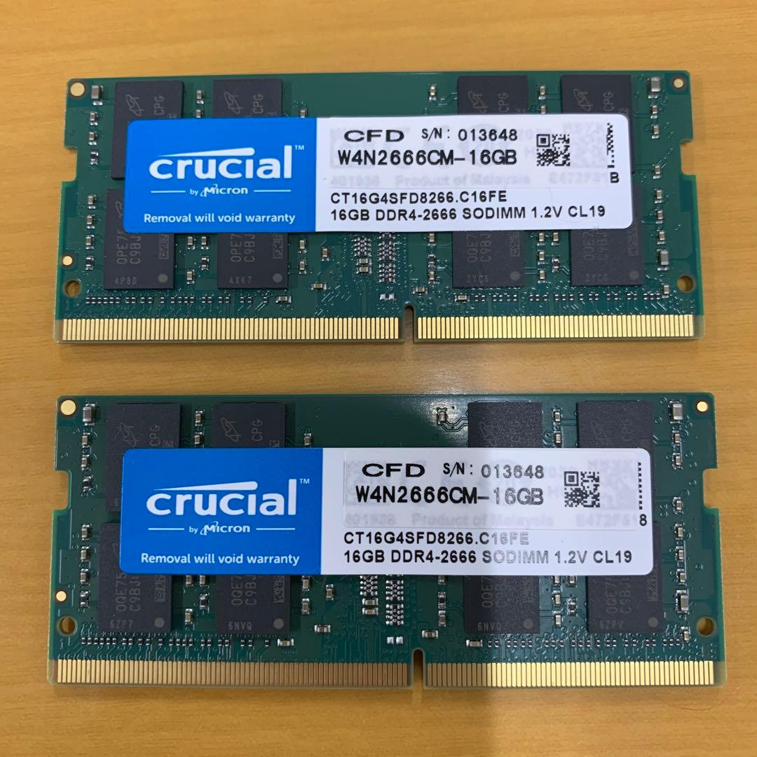 crucial メモリ DDR4-2666 SODIMM 16GB × 2枚