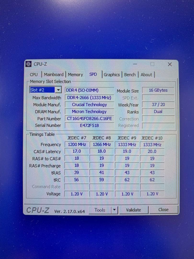 crucial メモリ DDR4-2666 SODIMM 16GB × 2枚