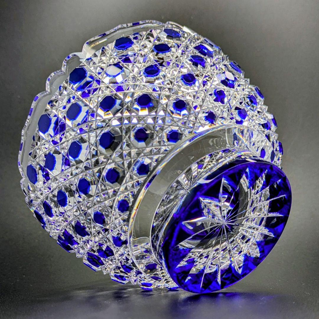 江戸切子　堀口硝子　籠目紋様　向付鉢　✿最高級品✿　【 未使用・美品 】