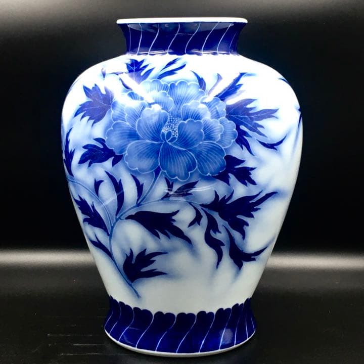 有田焼 宮内庁御用達 大花瓶 深川製磁　古代牡丹　管上