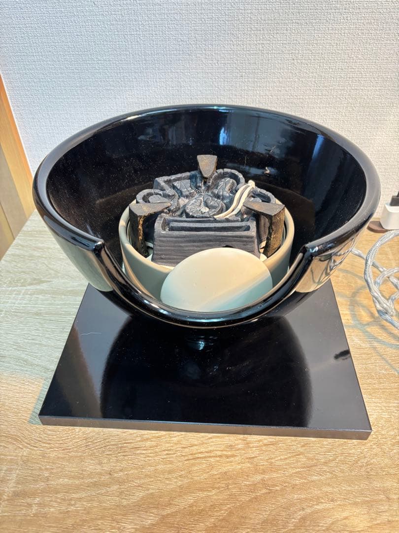 ほぼ未使用 茶道具 黒真塗紅鉢型 野々田商店 電熱器 清光造 蒲団釜 釜印 元箱