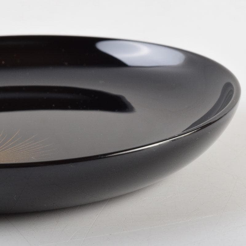 輪島塗　大向高洲堂　黒漆　飛松沈金　銘々皿　五客　共箱　N　8969