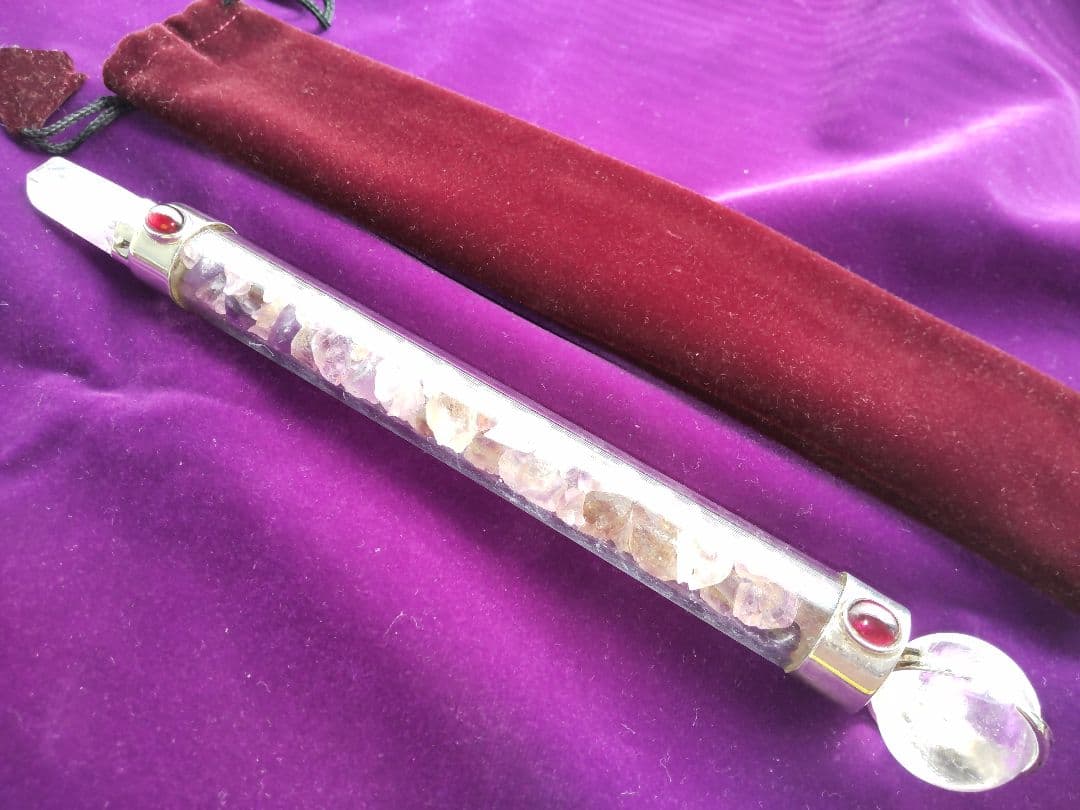 【魔法の杖】ヒーリングワンド  アメジストエレスチャル  魔術書付き