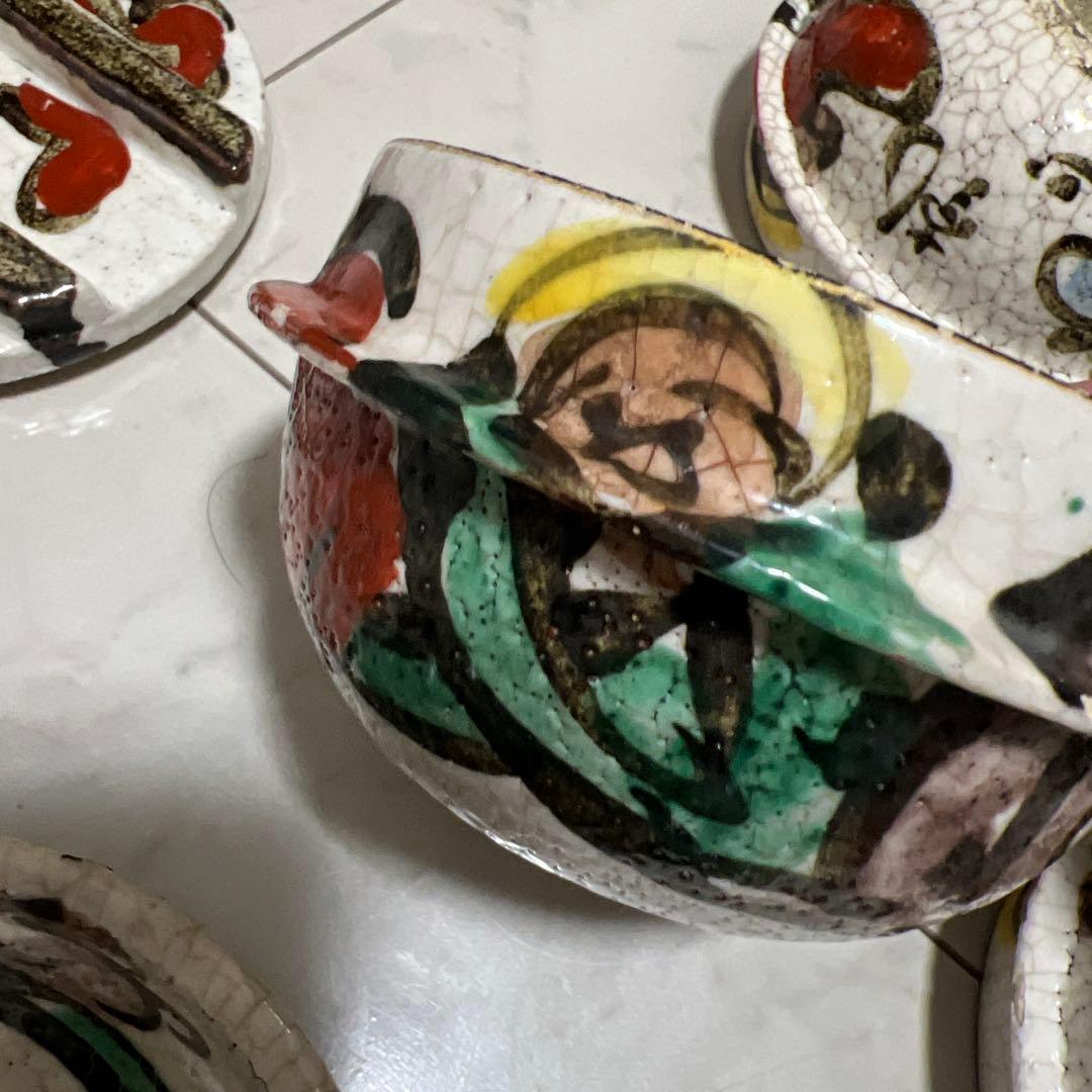 乾山　京焼　達磨　釜型　色絵　6客セット　アンティーク　骨董　尾形乾山　向付