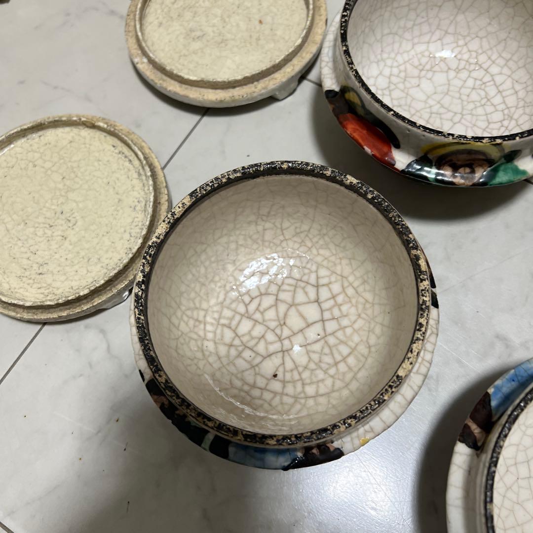 乾山　京焼　達磨　釜型　色絵　6客セット　アンティーク　骨董　尾形乾山　向付