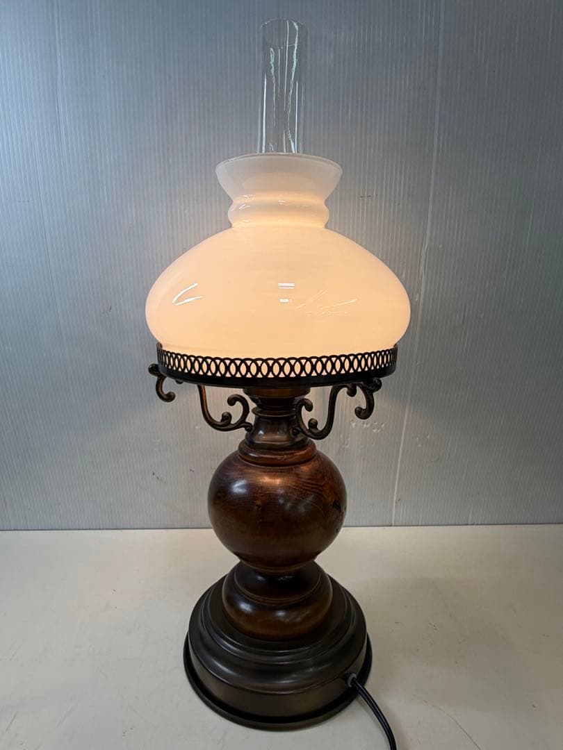 アンティーク ガラスシェード テーブルランプ 現状品