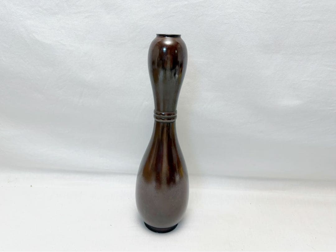 未使用 華道具 一ノ瀬宗辰造 胡銅 瓢銘千成御花入 大名物写 銅印 共箱