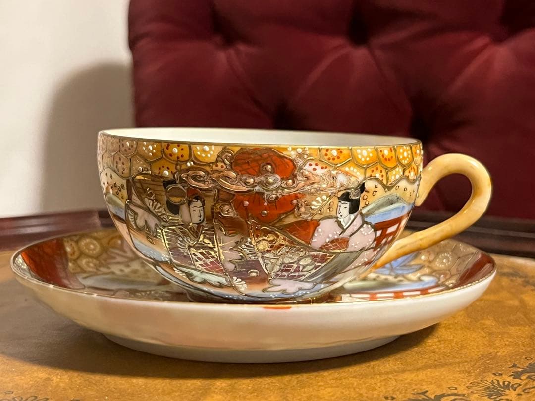 島村製　ジャポニズム　金彩　和風カップソーサーセット