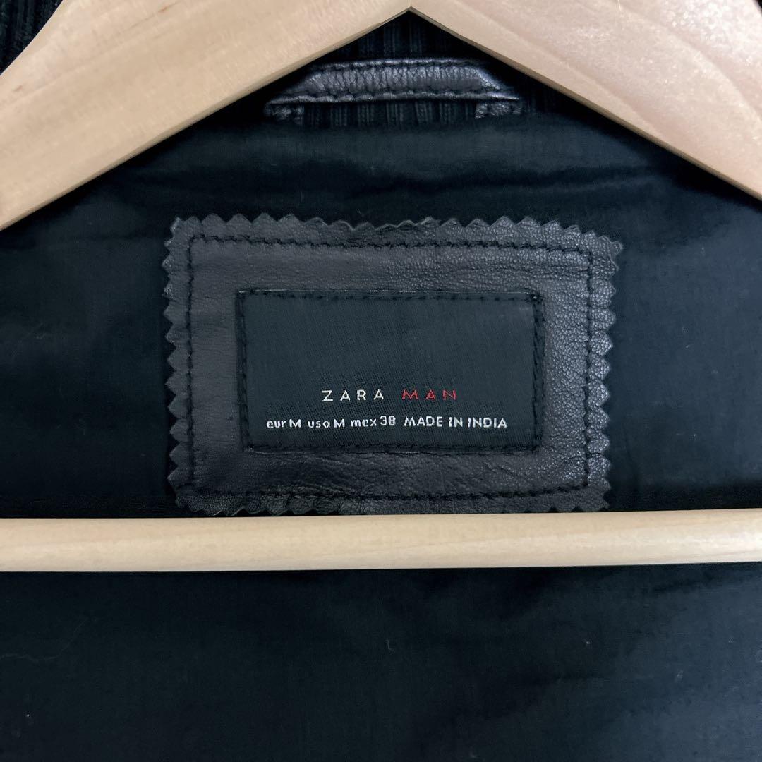ZARAザラ　ブラックレザー本革メンズシングルライダースジャケット　サイズ38