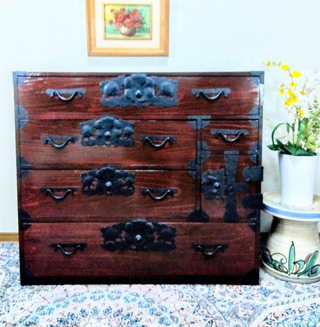 【アンティーク】仙台箪笥　時代箪笥　ローチェスト　洋服タンス