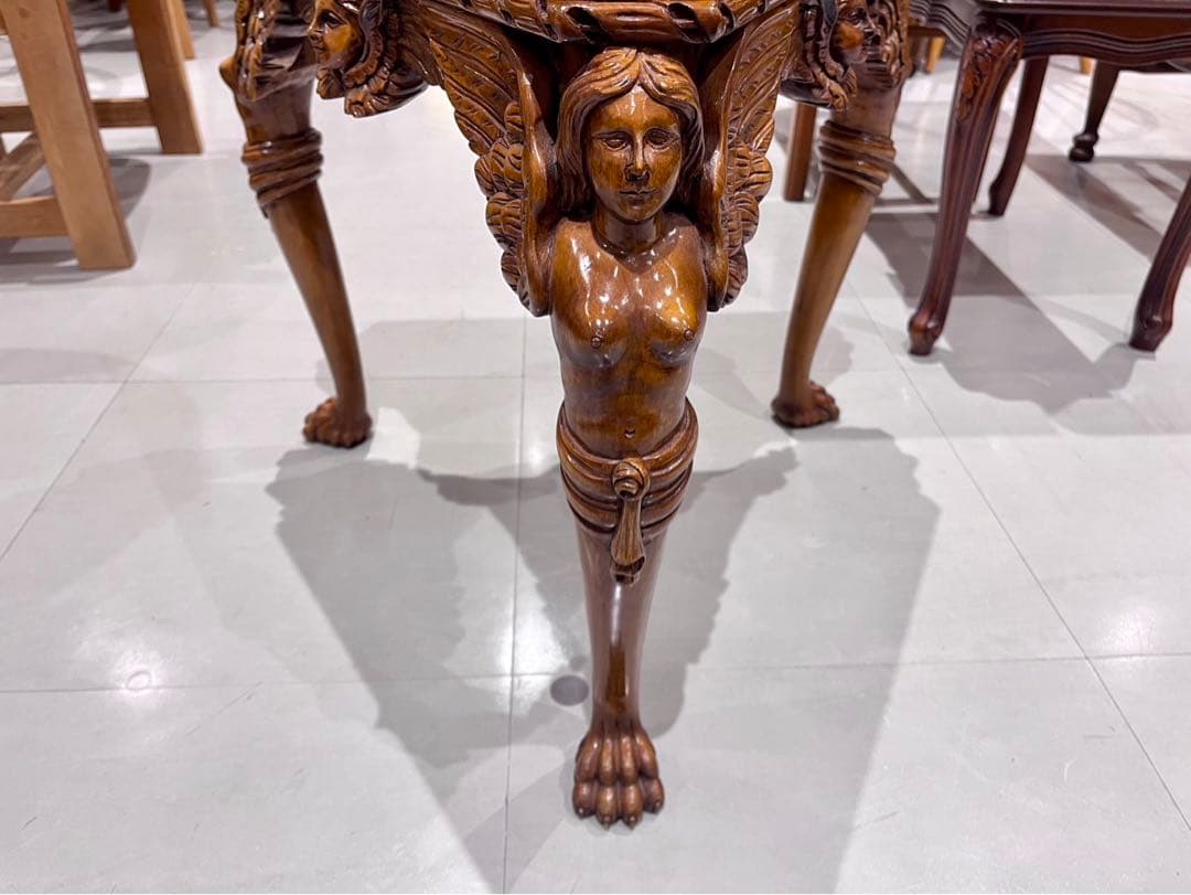 GMIH125◯西洋 アンティーク サイドテーブル コーヒーテーブル 花台 彫刻