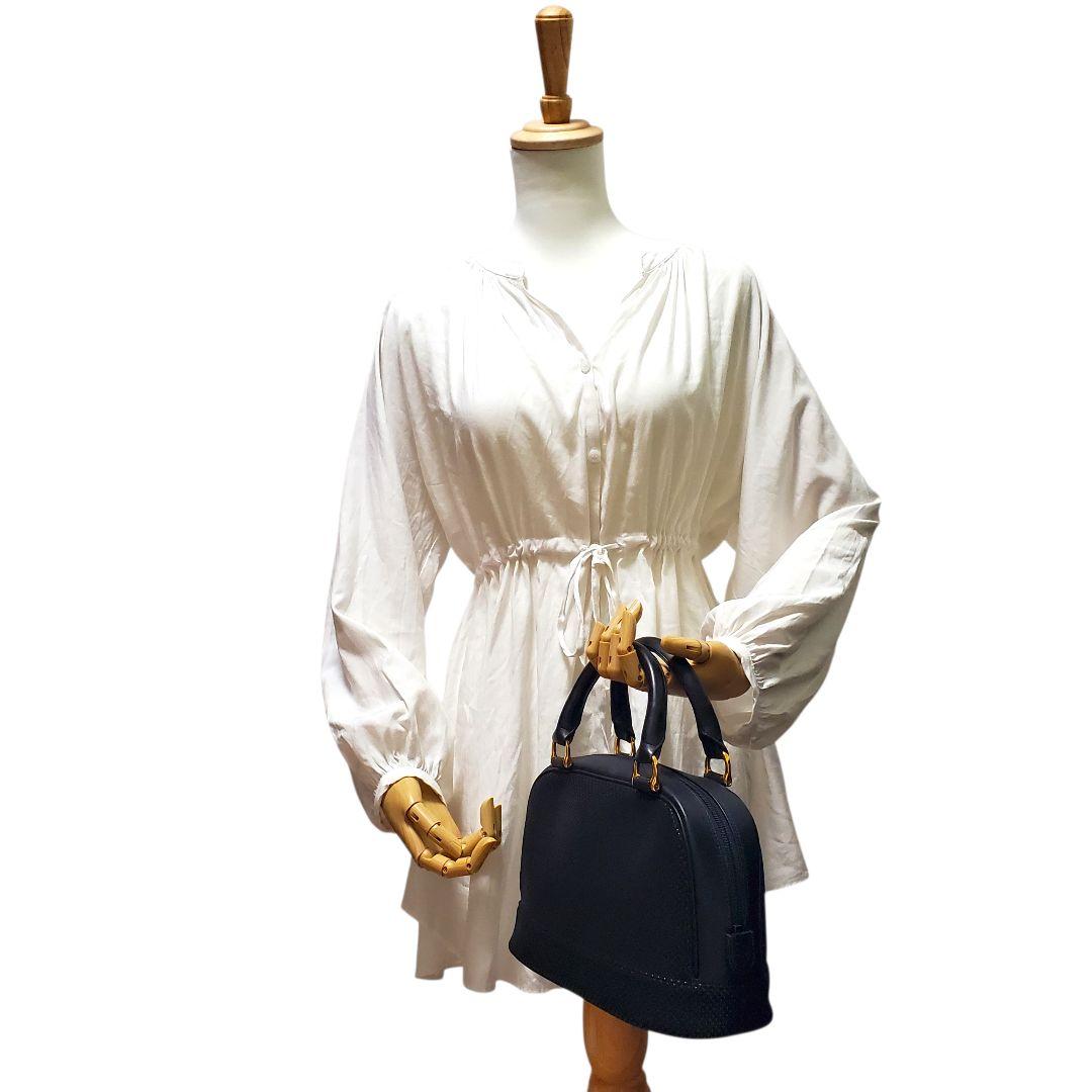 美品 印傳屋 INDEN-YA ハンドバッグ 鹿革 漆 甲州印伝 黒 ブラック