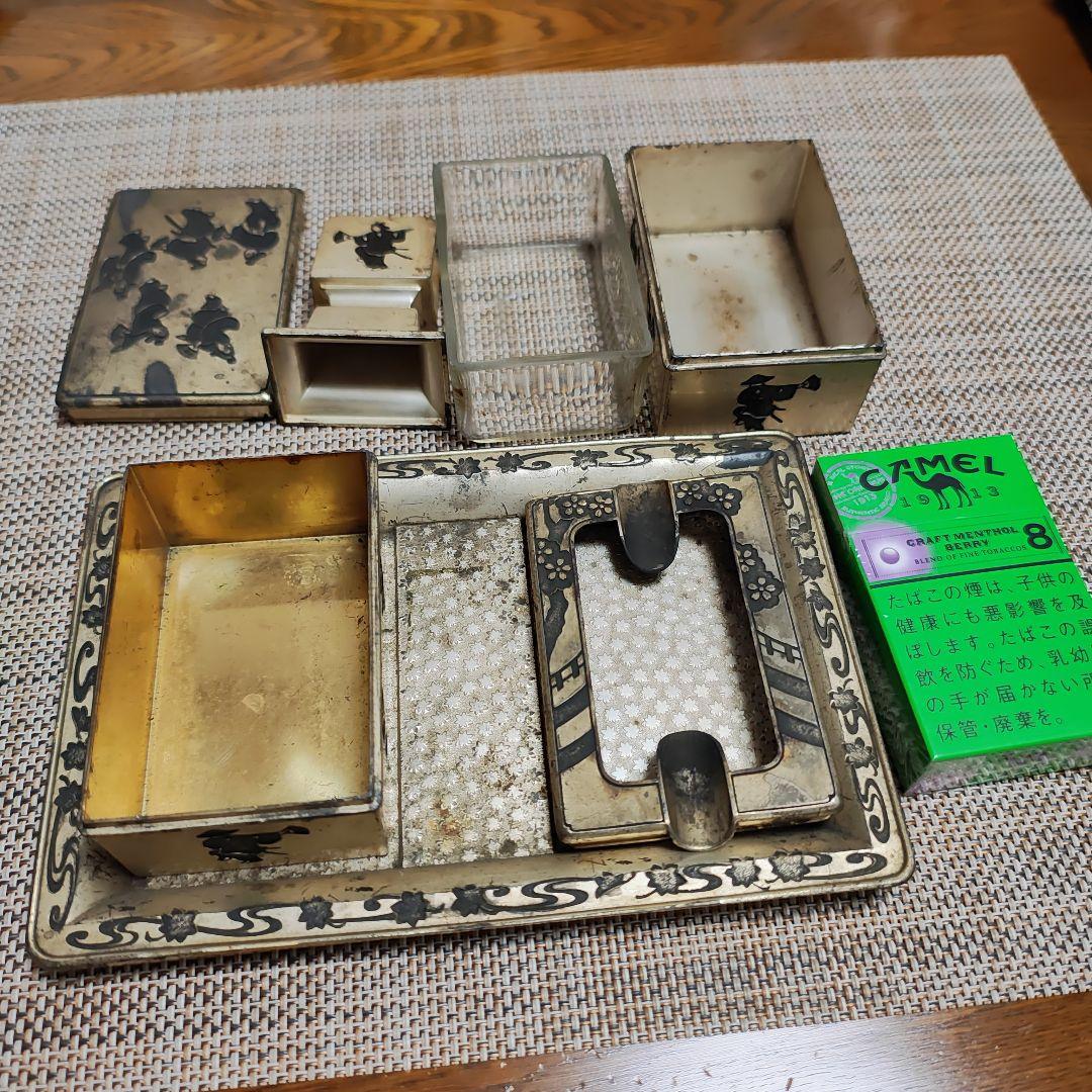 激レア　伝統的な金属工芸品 煙草盆セット