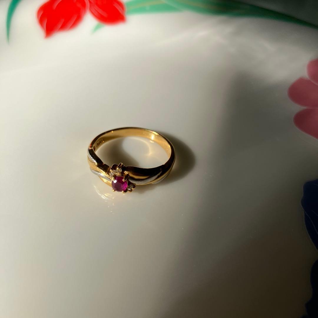 し*か様 ゴールドリング ルビー付き