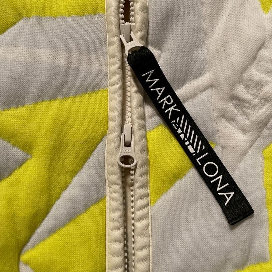 【アユミファイヤー】マークアンドロナ　ニット切り替え 総柄ジャケット 36