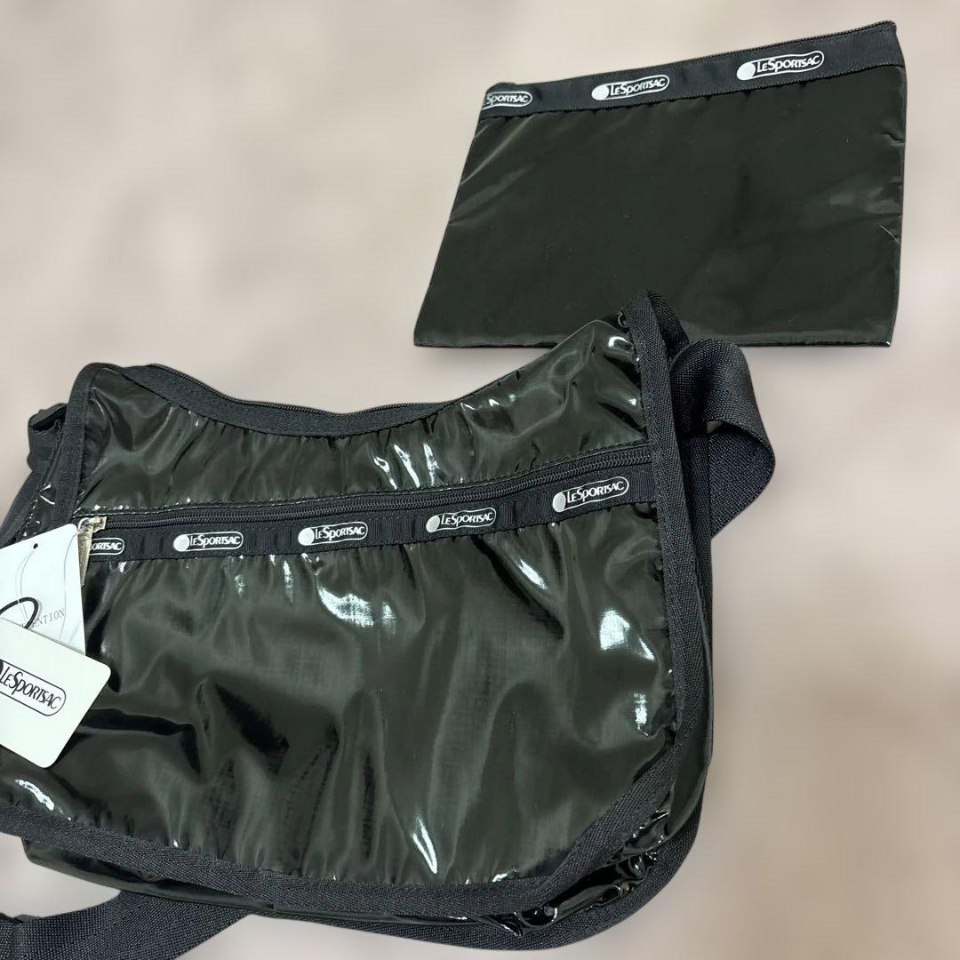 【LeSportsac】レスポートサック新品ブラック ショルダーバッグ ポーチ付