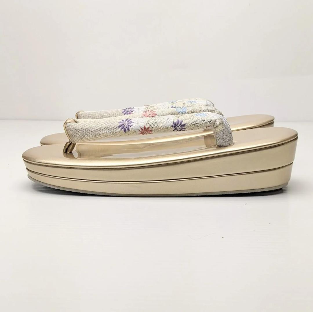 草履バッグセット 振袖 フォーマル 帯地 ゴールド フリーサイズ w22-6