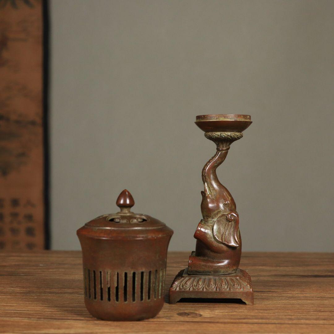 銅器 香炉 福象宮灯 薫香炉 室内檀香炉 盤香炉 蠟燭灯 香道具 工芸品 置物